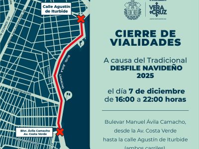 Ayuntamiento de Veracruz anuncia cierre vial por maratón y desfile navideño